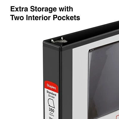 Promo ✔️ Staples Staples® Round Ring View Binders Standard 1.5" 3 Ring View Binder With D-Rings, Black, 12/Pack (26437CT) 🤩 - Image 4