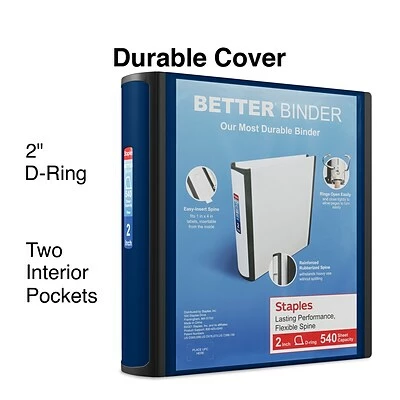 Best deal 😉 Staples Binders Better 2" 3 Ring View Binder With D-Rings, Navy Blue (24067) 🧨