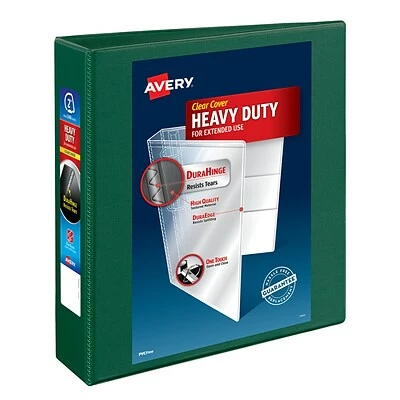 Buy 🔔 Binders Avery Heavy-Duty View Binder, 2" One Touch Rings, 540 Sheet Capacity, DuraHinge, Green (79683) 🧨