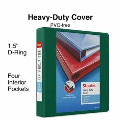 Promo ✨ Staples Binders Heavy Duty 1-1/2" 3 Ring View Binder With D-Rings, Dark Green (56310-CC/24682) 🌟
