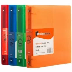 Promo ๐ JAM Paper Designders 1" 3-Ring Flexible Poly Binders, Assorted, 4/Pack (751T1RBORCL) ๐