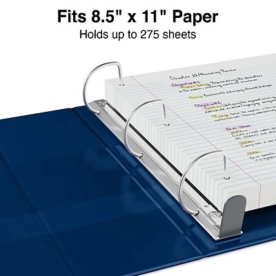 Hot Sale ❤️ Staples Binders Heavy Duty 1" 3 Ring View Binder With D-Rings, Navy Blue (ST56268-CC) 👍 - Image 3