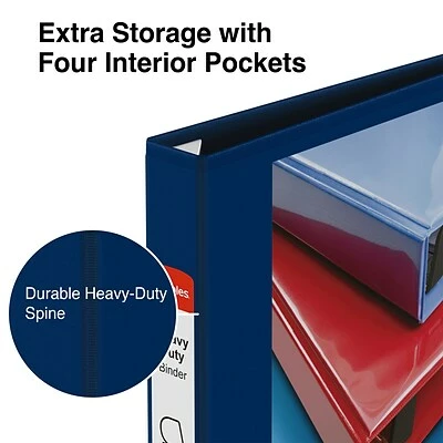 Hot Sale ❤️ Staples Binders Heavy Duty 1" 3 Ring View Binder With D-Rings, Navy Blue (ST56268-CC) 👍 - Image 4
