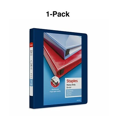 Hot Sale ❤️ Staples Binders Heavy Duty 1" 3 Ring View Binder With D-Rings, Navy Blue (ST56268-CC) 👍 - Image 6
