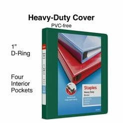 Top 10 👍 Staples Binders Heavy Duty 1" 3 Ring View Binder With D-Rings, Dark Green (ST56309-CC) 😀