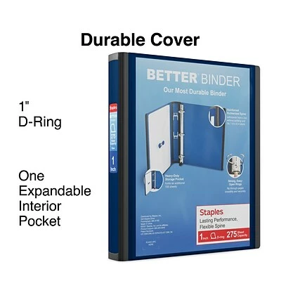 Hot Sale ✨ Staples Binders Better 1" 3 Ring View Binder With D-Rings, Navy Blue (24048) 🤩