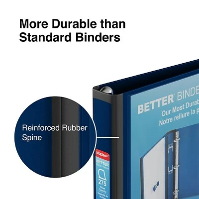 Hot Sale ✨ Staples Binders Better 1" 3 Ring View Binder With D-Rings, Navy Blue (24048) 🤩 - Image 4