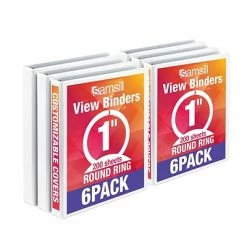 Cheapest ⌛ Samsill Economy 1" 3-Ring View Binders, White, 6/Pack (I08537) ✔️