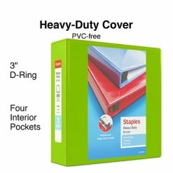 Cheap 💯 Staples Binders Heavy Duty 3" 3 Ring View Binder With D-Rings, Chartreuse (ST56322-CC) ✔️
