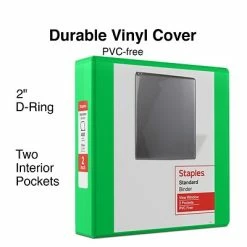 Cheap ⌛ Staples Binders Standard 2" 3 Ring View Binder With D-Rings, Green (55433) 😍