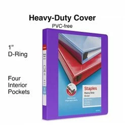 Flash Sale 🌟 Staples Binders Heavy Duty 1" 3 Ring View Binder With D-Rings, Purple (ST56307-CC) 🧨