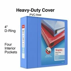 Deals 😀 Staples Binders Heavy Duty 4" 3 Ring View Binder With D-Rings, Periwinkle (ST56293-CC) ✨