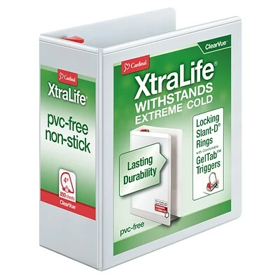 Top 10 🎉 Binders Cardinal® XtraLife® ClearVue™ 4" 3-Ring View Binder, White (26340) 👏