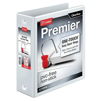 New 🎁 Binders Cardinal Premier EasyOpen 3" View Binder, White (CRD 11130CB) 👍