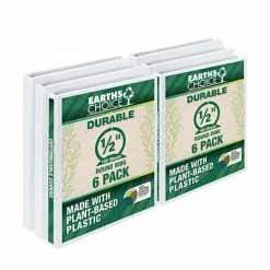 Deals ⌛ Binders Samsill Earth's Choice Biobased 1/2" 3-Ring View Binder, White, 6/Pack (I08917) 😀