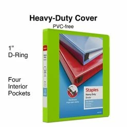 Flash Sale 🔥 Staples Binders Heavy Duty 1" 3 Ring View Binder With D-Rings, Chartreuse (ST56319-CC) 🤩