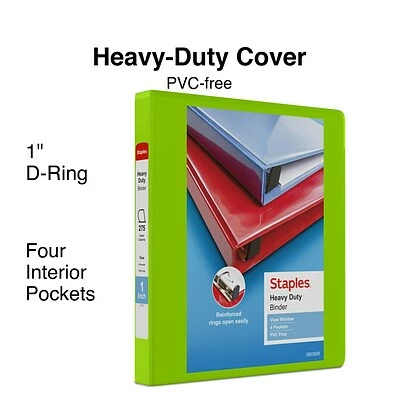 Flash Sale 🔥 Staples Binders Heavy Duty 1" 3 Ring View Binder With D-Rings, Chartreuse (ST56319-CC) 🤩