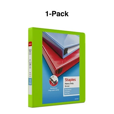Flash Sale 🔥 Staples Binders Heavy Duty 1" 3 Ring View Binder With D-Rings, Chartreuse (ST56319-CC) 🤩 - Image 6