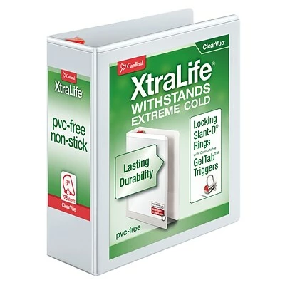 Hot Sale 🔥 Binders Cardinal® XtraLife® ClearVue™ 3" 3-Ring View Binder, White (26330) 🛒
