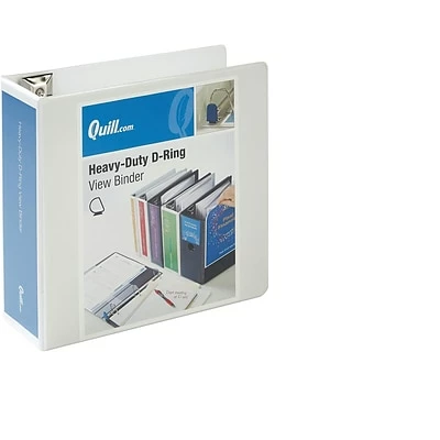 Best deal 🎁 Binders Quill Brand® Heavy Duty 4" 3 Ring View Binder, Easy Open D Rings, White (74204WE) 🔔
