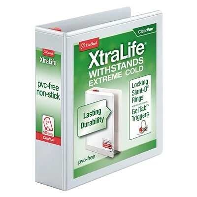 Discount 😀 Binders Cardinal® XtraLife® ClearVue™ 2" 3-Ring View Binder, White (26320) 💯