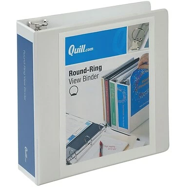 Wholesale 👍 Binders Quill Brand® Standard 3" 3 Ring View Binder, White (7223WE) 🤩