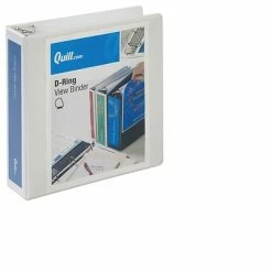 Brand new 🧨 Binders Quill Brand® Standard 2" 3 Ring View Binder With D-Rings, White (7320213) 🔔