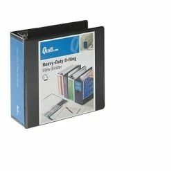 Budget 💯 Binders Quill Brand® Heavy Duty 4" 3 Ring View Binder, Easy Open D Rings, Black (74204BK) ⭐