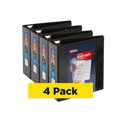 Best deal 🔔 Binders Avery Heavy Duty 4" 3-Ring View Binder, Black, 4/Pack (79604CT) 😍