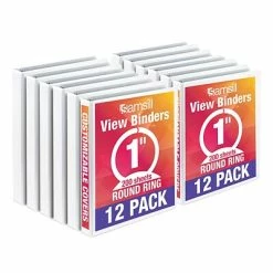 Hot Sale 💯 Samsill Economy 1" 3-Ring View Binders, White, 12/Pack (I008537C) ⭐