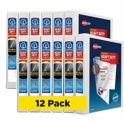 Promo 🧨 Binders Avery Heavy Duty 1" 3-Ring View Binder, White, 12/Pack (79199CT) 😍