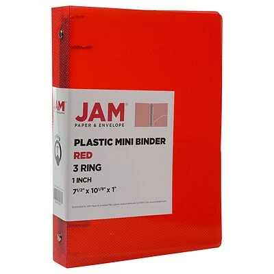 Promo 👍 Binders JAM Paper Plastic Mini 1" 3-Ring Binder, Red (751TM1RE) 💯