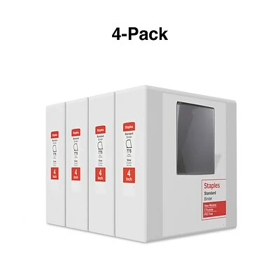 Brand new 👏 Staples Binders Standard 4" 3 Ring View Binder With D-Rings, White, 6/Pack (26358CT) 😉 - Image 6