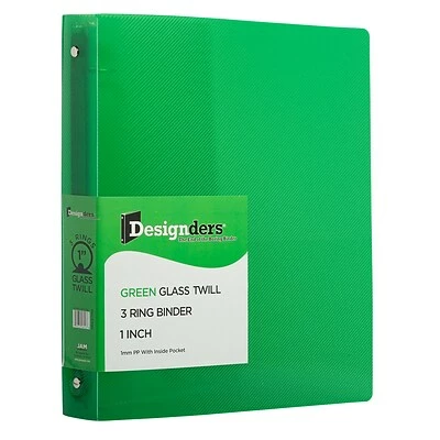 Brand new 🛒 Binders JAM Paper Designders 1" 3-Ring Flexible Poly Binder, Green Glass Twill (751T1GR) 🥰