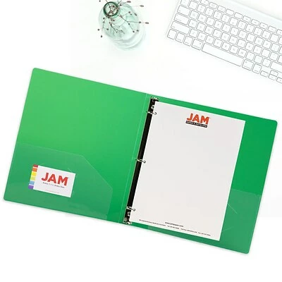 Brand new 🛒 Binders JAM Paper Designders 1" 3-Ring Flexible Poly Binder, Green Glass Twill (751T1GR) 🥰 - Image 5