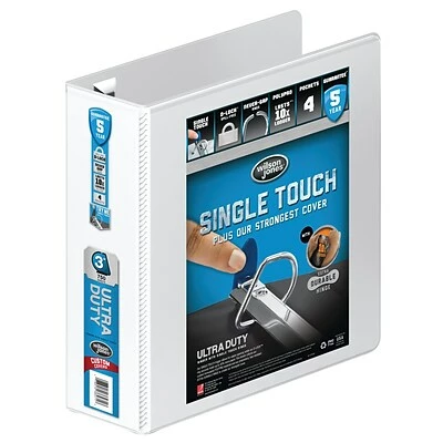 Best Pirce 🎁 Binders Wilson Jones 866 Premium 3" Single-Touch Standard 3 Ring View Binder, White (WLJ86630) ⭐