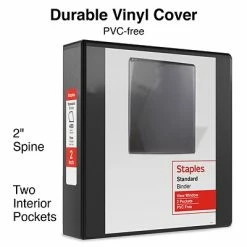 Top 10 ✨ Staples Binders Standard 2" 3 Ring View Binder With D-Rings, Black (26443-CC) 🔥