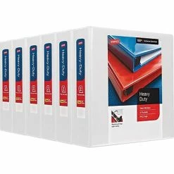 New 😀 Staples Staples® Round Ring View Binders Heavy Duty 2" 3 Ring View Binder With D-Rings, White, 6/Pack (56264CT/24688CT) 🔔