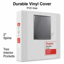 Best Pirce 😍 Staples Binders Standard 2" 3 Ring View Binder With D-Rings, White (26444-CC) 🎉