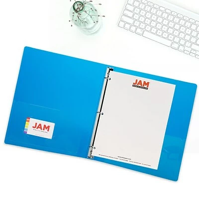Wholesale 💯 Binders JAM Paper Designders 3/4" 3-Ring Flexible Poly Binder, Blue Glass Twill (750T1BU) 🎉 - Image 5