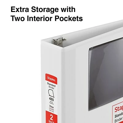 Best Pirce 😍 Staples Binders Standard 2" 3 Ring View Binder With D-Rings, White (26444-CC) 🎉 - Image 4