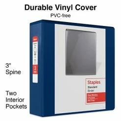 Promo 🥰 Staples Binders Standard 3" 3 Ring View Binder With D-Rings, Blue (26451-CC) 🥰