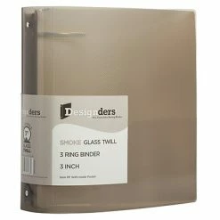 Flash Sale โญ Binders JAM Paper Designders 3" 3-Ring Flexible Poly Binder, Smoke Glass Twill (821T3SM) ๐