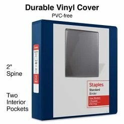 Promo ✔️ Staples Binders Standard 2" 3 Ring View Binder With D-Rings, Blue (26445-CC) ✔️