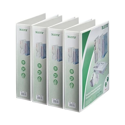 Hot Sale 👏 Leitz Premium 3" 4-Ring A4 Sized European View Binders, White, 4/Pack (4287PACK) 🔔