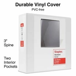Best Sale 🌟 Staples Binders Standard 3" 3 Ring View Binder With D-Rings, White (26450-CC) 💯