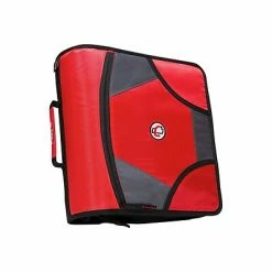 Deals 🔔 Binders Case It King Sized Zip Tab 4" 3-Ring Zipper Binder, Red (D186RED) ✨