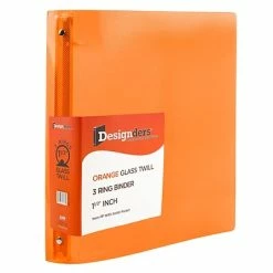 Wholesale 🌟 Binders JAM Paper Designders 1 1/2" 3-Ring Flexible Poly Binder, Orange Glass Twill (762T15OR) 🌟