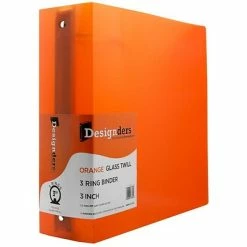 Hot Sale 🧨 Binders JAM Paper Designders 3" 3-Ring Flexible Poly Binder, Orange Glass Twill (821T3OR) 😉