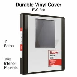 Hot Sale 💯 Staples Binders Standard 1" 3 Ring View Binder With D-Rings, Black (26431-CC) 🔥
